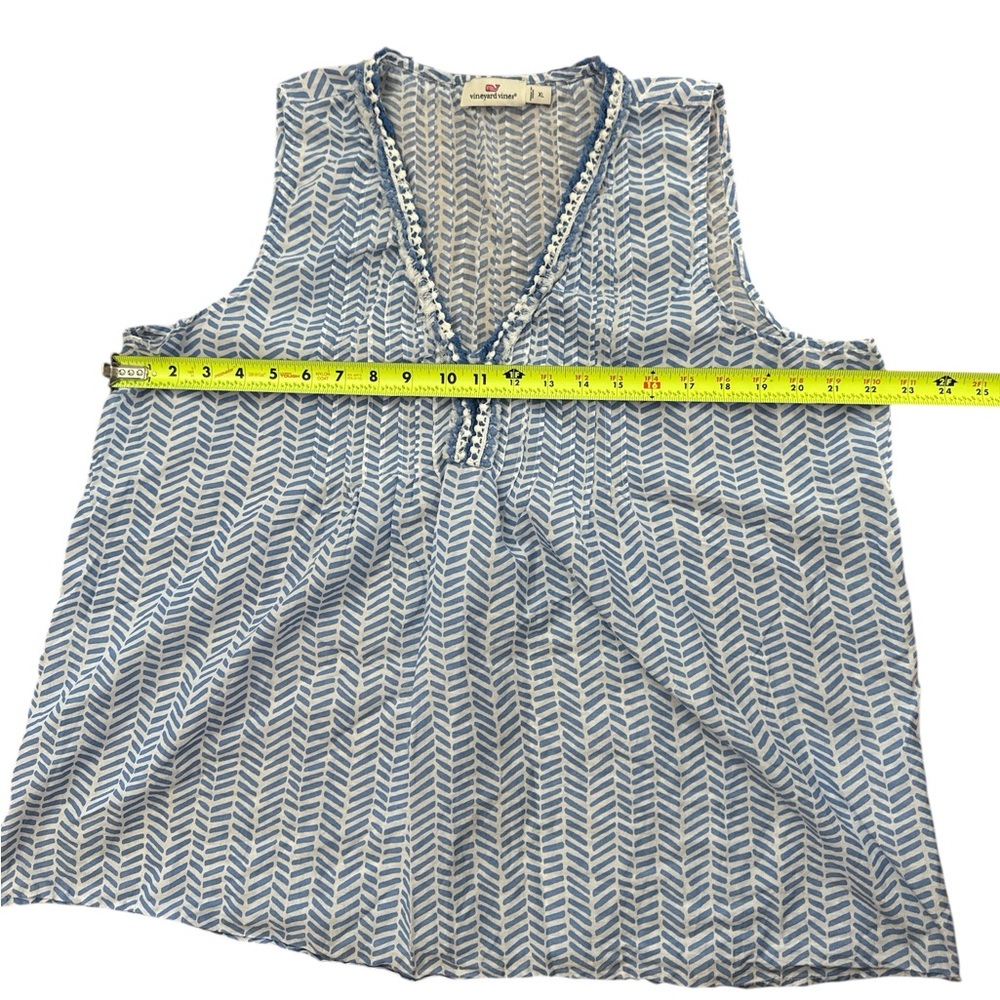 Vineyard Vines Women’s Blue & White Tank Top Style Blouse‎ Thin Loose Fitting - Picture 6 of 8